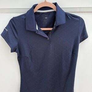 Adidas Blue Fitted Cap Sleeve Polo Button Down Shirt